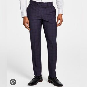 Men's Navy Checkered Suit Pants
